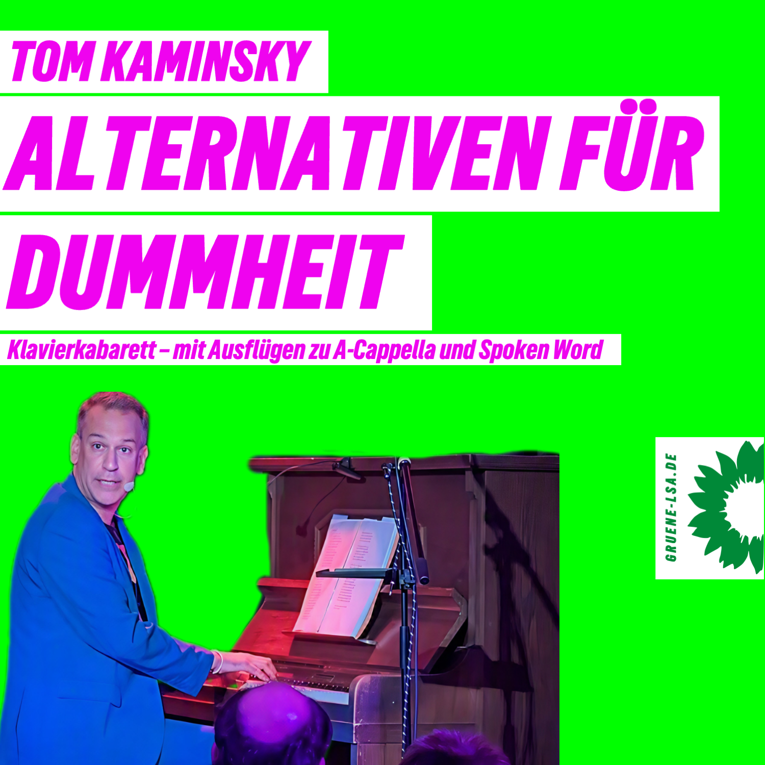 Sharepic zum Politkabarett mit Tom Kaminsky
